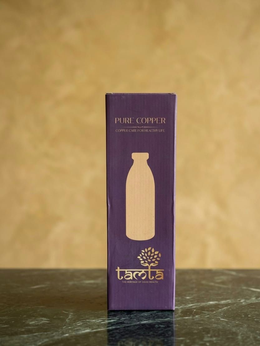 Tamtaware Handcrafted Pure Copper Water Bottle 950 ml – Antique Laser Etched Design