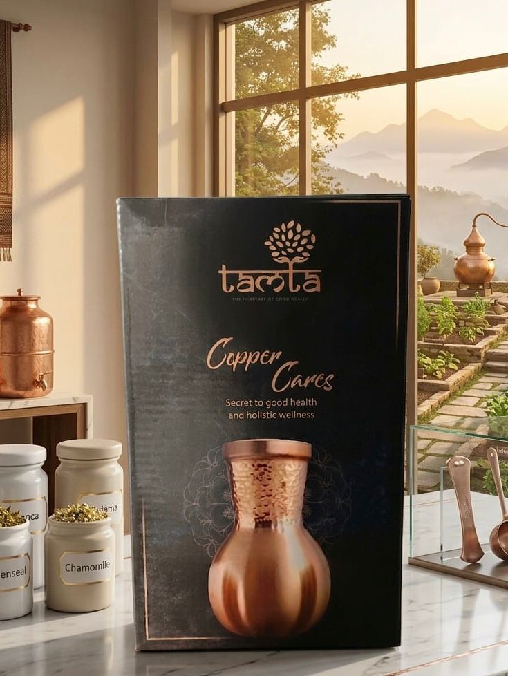 Pure Copper Water Bottle – Hammered Finish, 950 ml आरोग्य