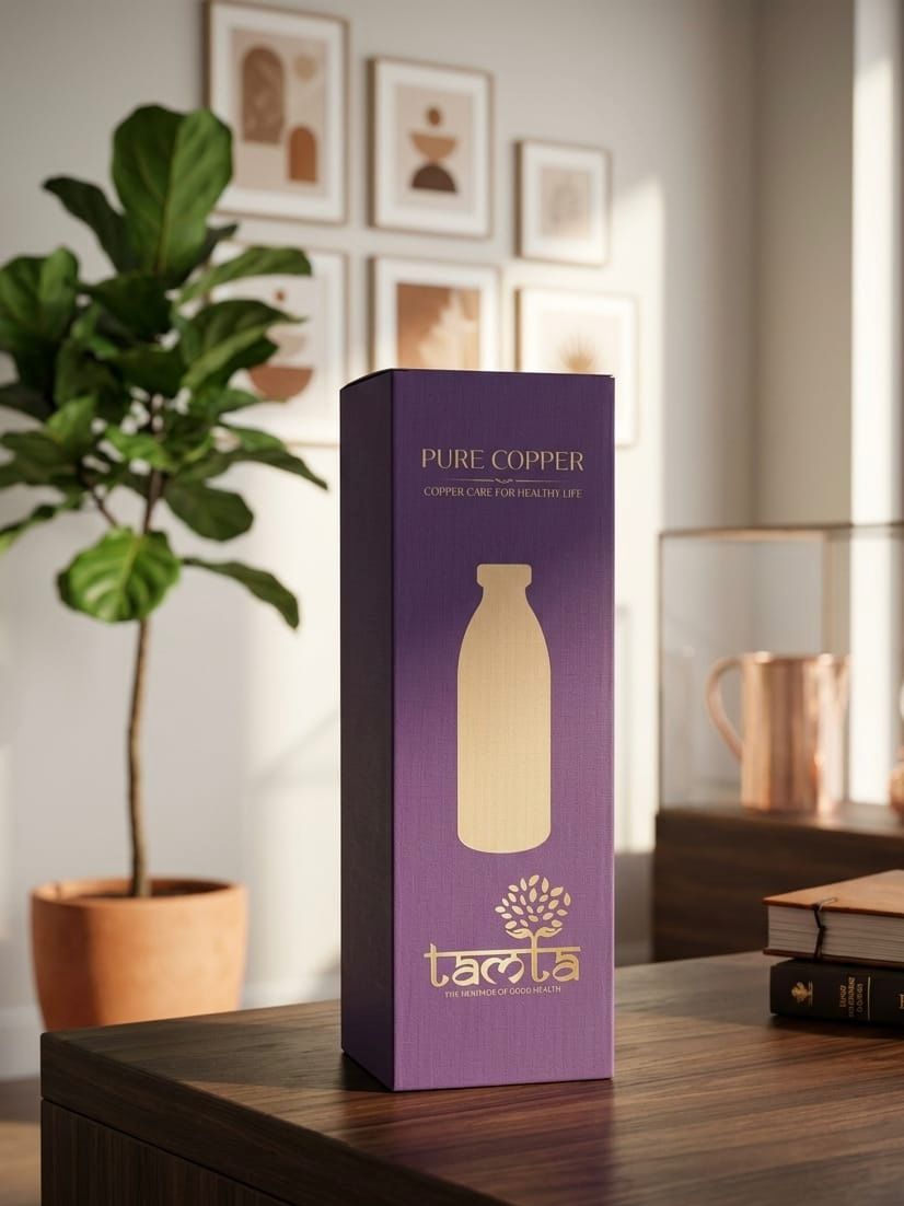 Tamtaware TIVRA Meena Floral Pure Copper Bottle (950 ml) – Printed Enamel Artwork