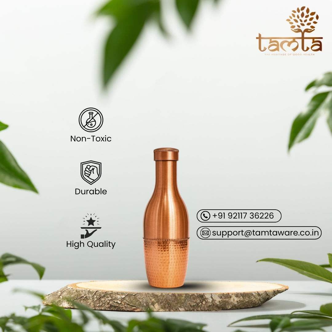 TATVA #H007 – Premium Half-Hammered Copper Bottle (1100 ml)