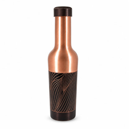 Tamtaware Handcrafted Pure Copper Water Bottle 1000 ml – 1 Litre Long Neck Etched Flask