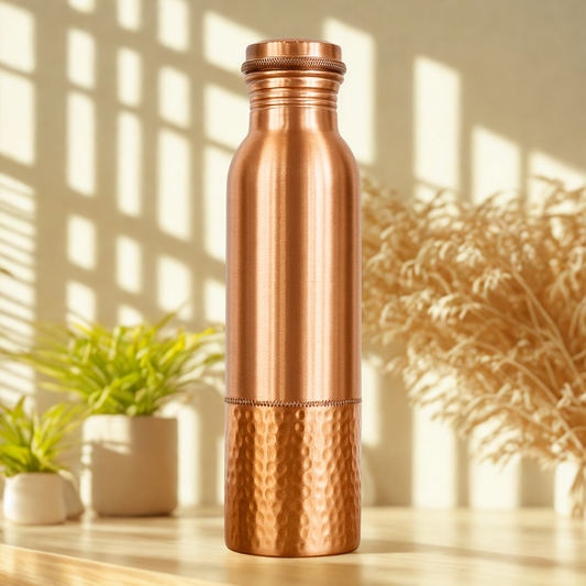 TATVA Hand-Crafted Copper Bottle – Half Hammered