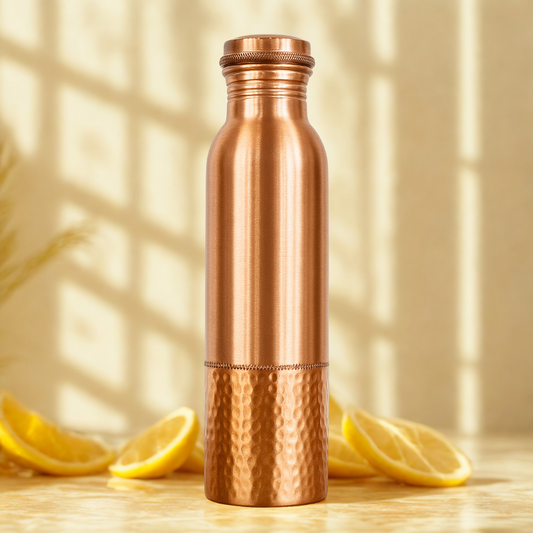 TATVA Hand-Crafted Copper Bottle – Half Hammered