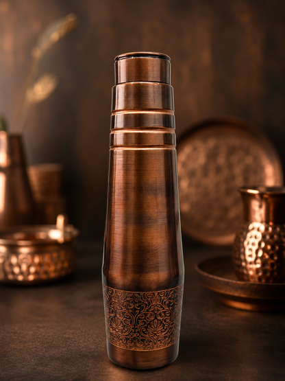 ETCHING Heritage Copper Bottle – Royal Matte Etch Edition 950 ml E015 - स्वास्थ्य