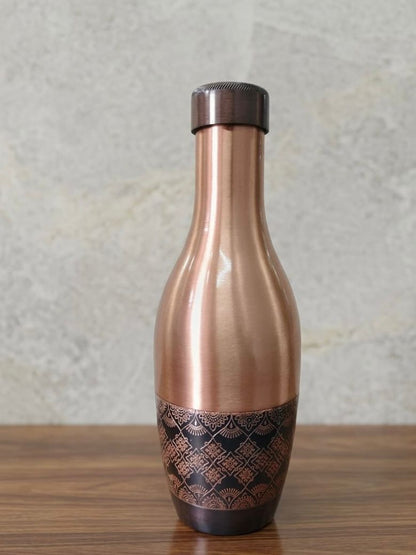 TAVYA Antique Copper Bottle – Designer Matte Finish 1100 ml A001 - आरोग्य