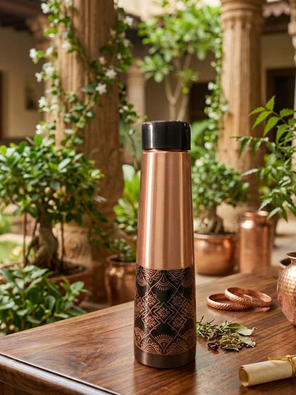 TAVYA Antique Copper Bottle – Matte Finish 900 ml A005 - स्वास्थ्य