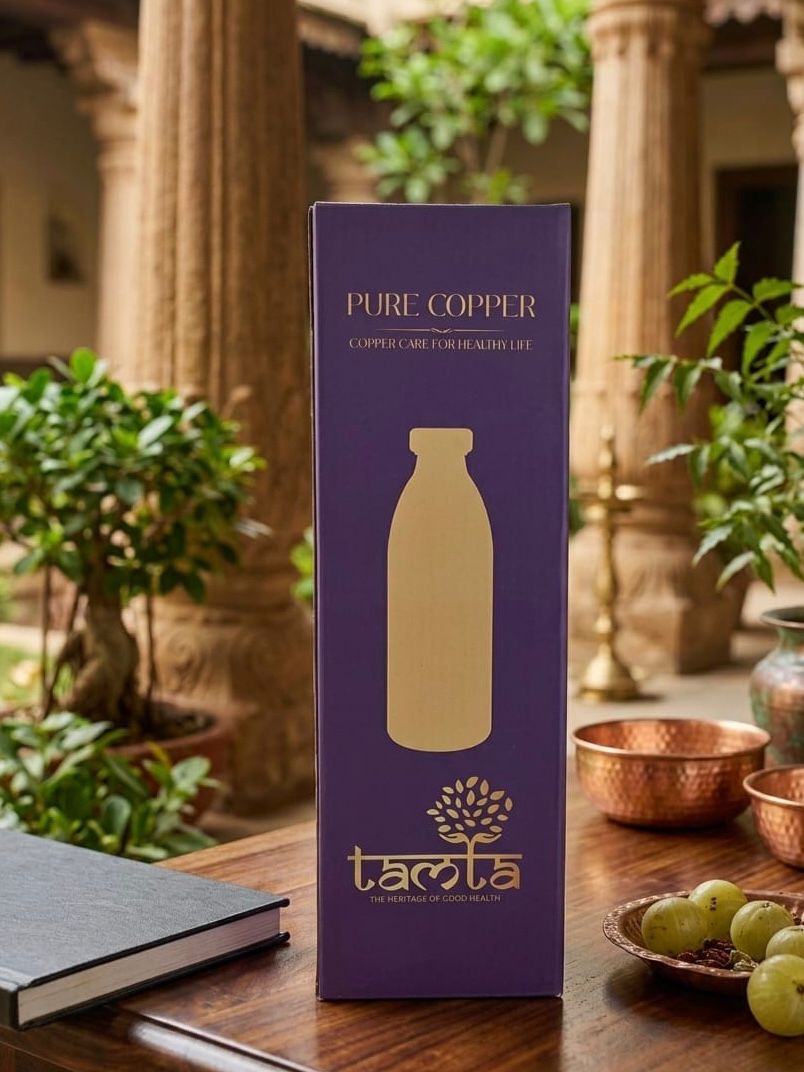 TAVYA Antique Copper Bottle – Matte Finish 900 ml A005 - स्वास्थ्य