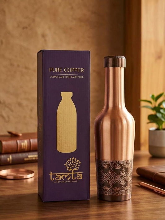 TAVYA Antique Copper Bottle – Glossy Tall Design 1200 ml A007 - जीवन