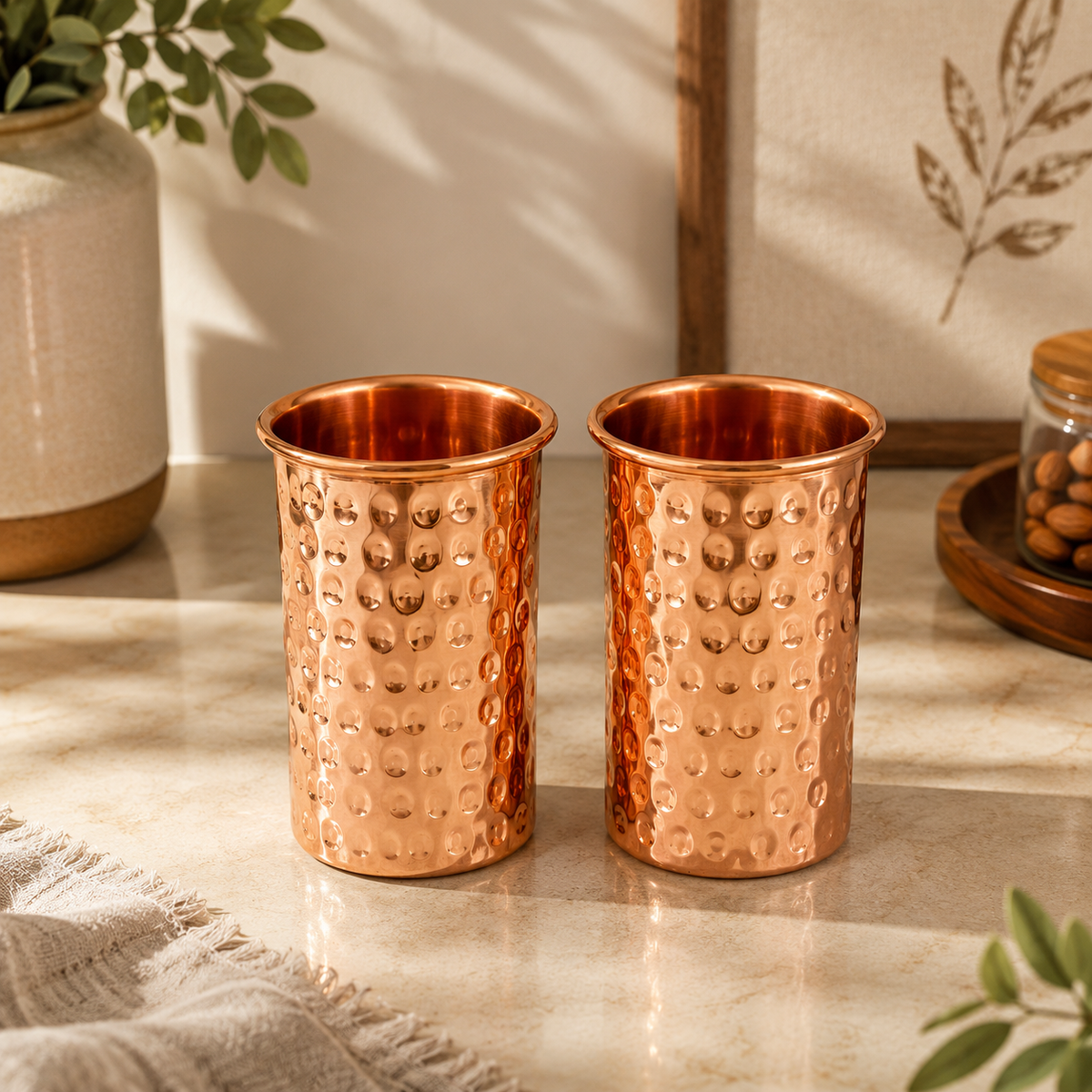 Tamtaware Tarang Handcrafted Hammered Pure Copper Glass #G003