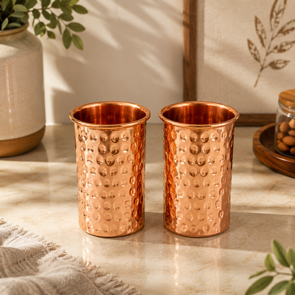 Tamtaware Tarang Handcrafted Hammered Pure Copper Glass G003