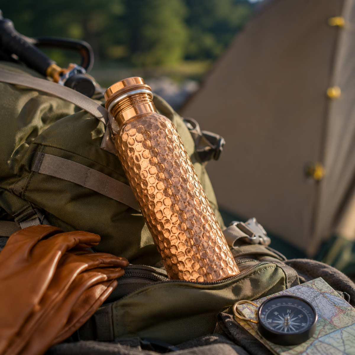 Tamtaware Handcrafted Pure Copper Water Bottle 950 ml – Full Hammered Ayurvedic Flask