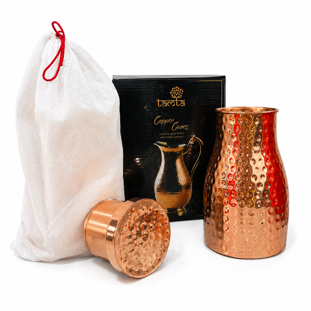 Tamtaware Tatva Pure Copper Water Bottle (1100 ml) – Hammered Finish Leak-Proof