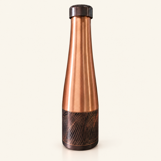 Tamtaware Handcrafted Pure Copper Water Bottle 950 ml – Sleek Glossy Tapered Bottle