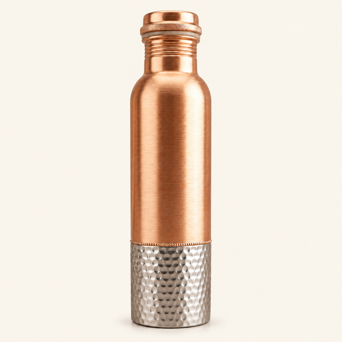 Tamtaware Handcrafted Pure Copper Water Bottle 950 ml – Dual Finish Smooth & Hammered