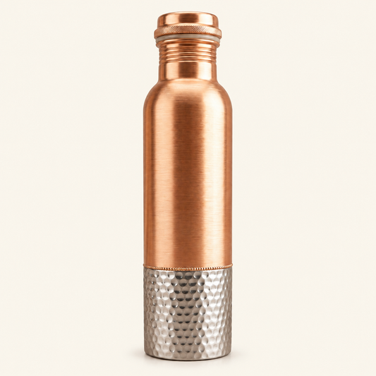 Tamtaware Handcrafted Pure Copper Water Bottle 950 ml – Dual Finish Smooth & Hammered