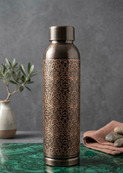 ETCHING Heritage Copper Bottle Antique Etched Gloss Edition 950 ml E004 - शुद्ध