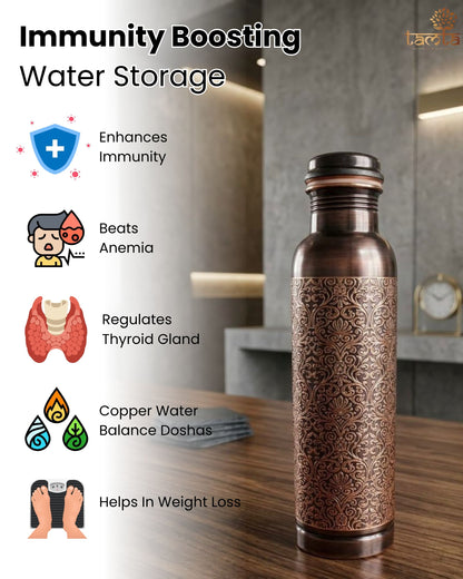 ETCHING Heritage Copper Bottle – Royal Matte Etch Edition 950 ml E005 - स्वास्थ्य