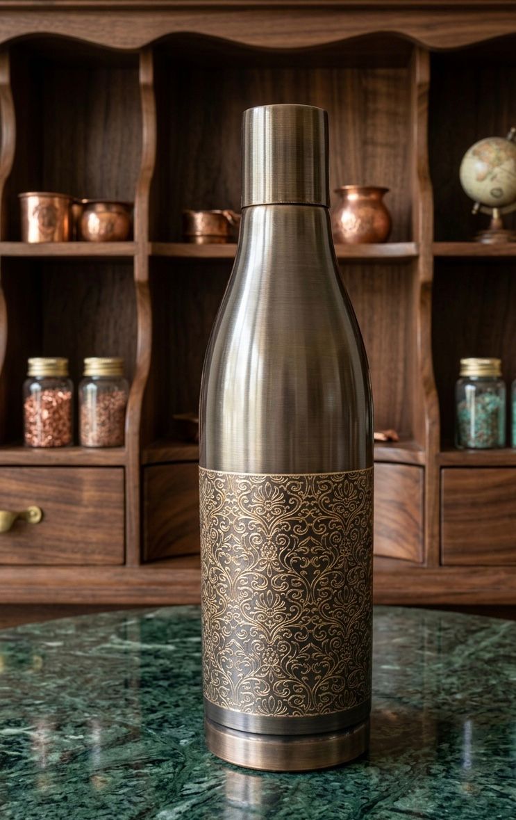 ETCHING Heritage Copper Bottle – Premium Glossy Etch Edition 950 ml E006 - ताम्र