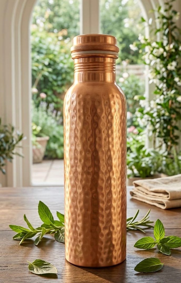 Hand-Crafted Copper Bottle – Full Hammered 950 ml H001- आरोग्य