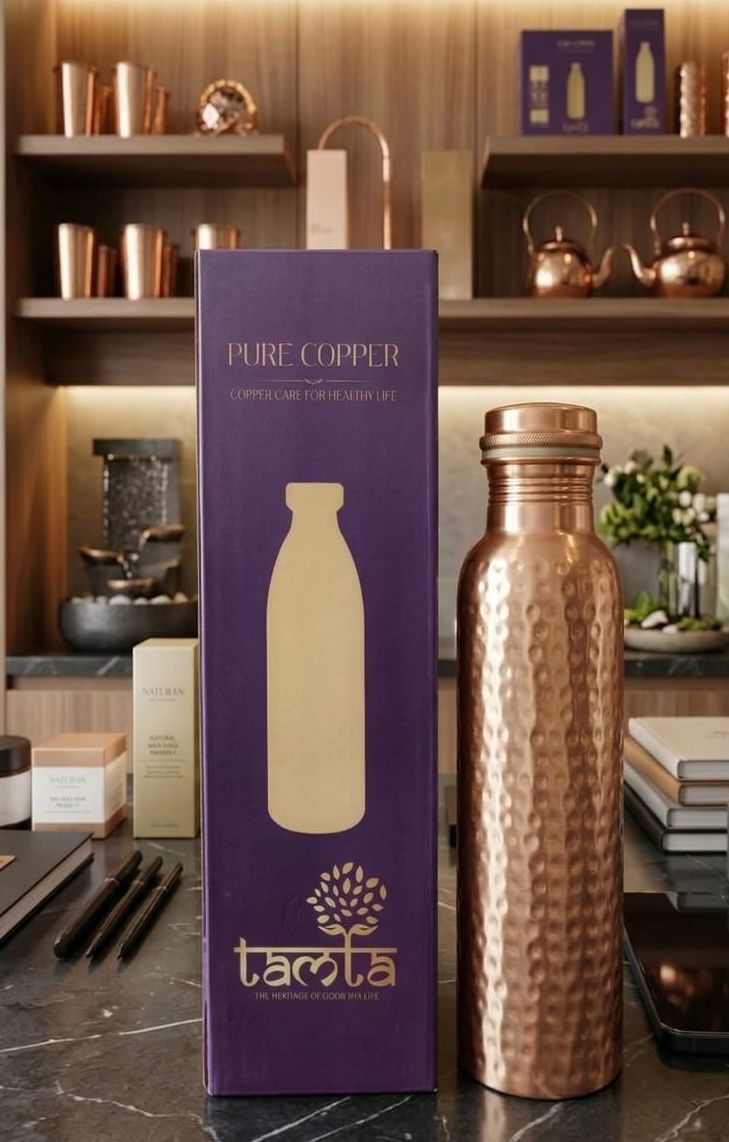 Hand-Crafted Copper Bottle – Full Hammered 950 ml H001- आरोग्य