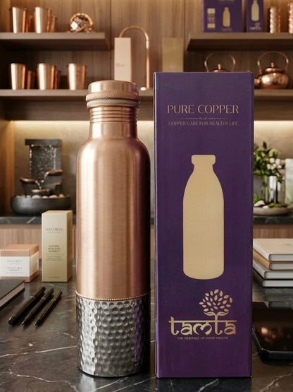 Crafted Copper Bottle – Half Hammered 950 ml H002 - विरासत
