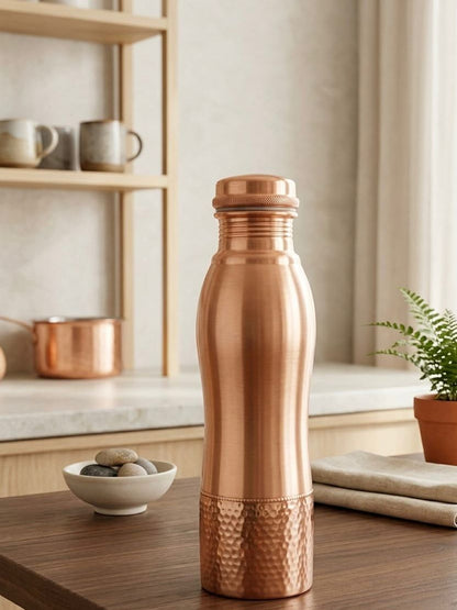 TATVA Ergonomic Copper Bottle – Half Hammered 950 ml H003 - अमृत