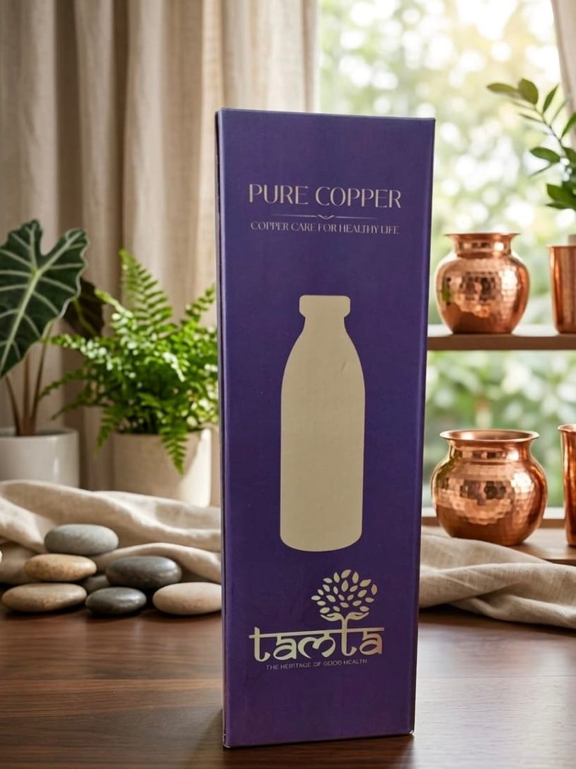 TATVA Ergonomic Copper Bottle – Half Hammered 950 ml H003 - अमृत