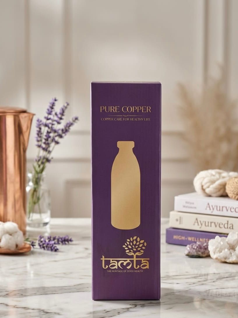 Pure Copper Water Bottle Tatva H007 – Hammered Finish, 1100 ml शुद्ध