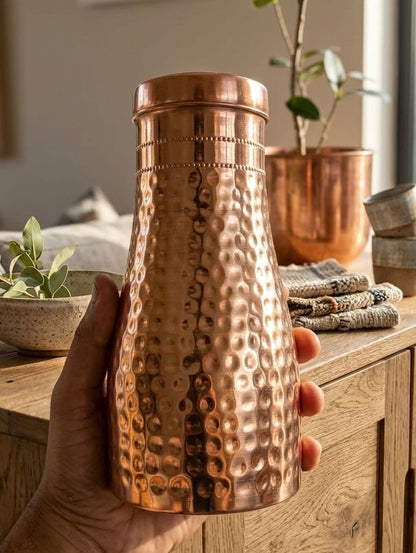Tamtaware Tatva Pure Copper Water Bottle (1100 ml) – Hammered Finish Leak-Proof