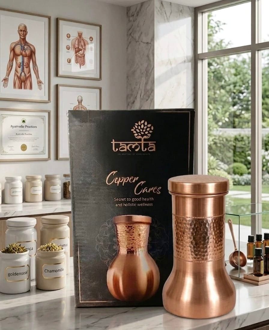 Pure Copper Water Bottle #H010 – Hammered Finish, 950 ml आरोग्य