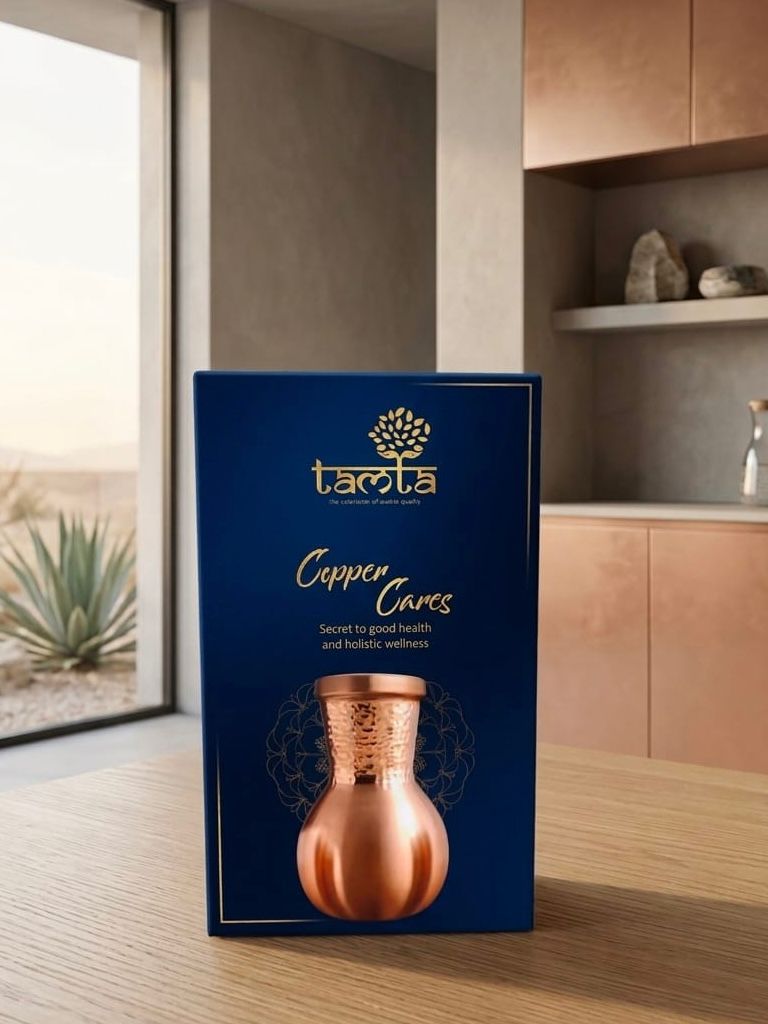 Pure Copper Water Bottle – Matte Finish, 950 ml - धरोहर