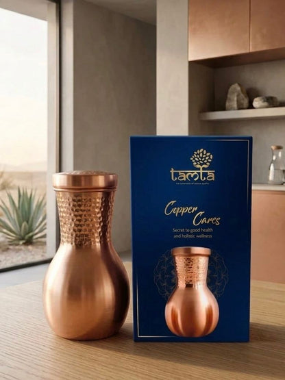 Pure Copper Water Bottle – Matte Finish, 950 ml - धरोहर