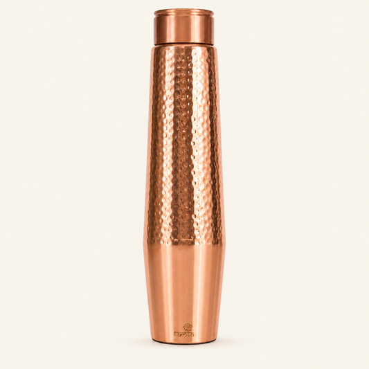 Tamtaware Handcrafted Pure Copper Water Bottle 950 ml – Dual Finish Hammered Upper
