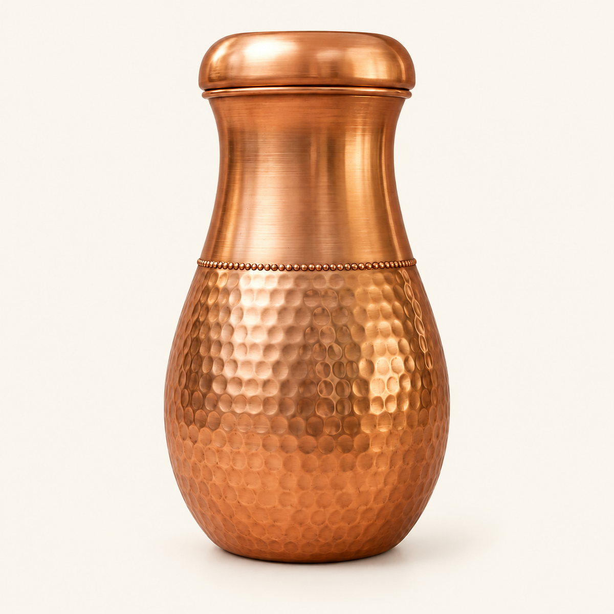Tamtaware Handcrafted Pure Copper Water Bottle 950 ml – Half Hammered Surai Bottle
