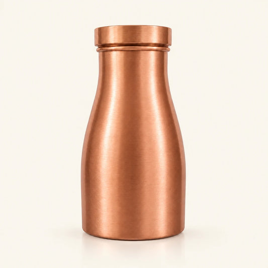 Tamtaware Pure Copper Bedside Carafe with Glass Lid (1000 ml) – Matte Satin Surahi Set