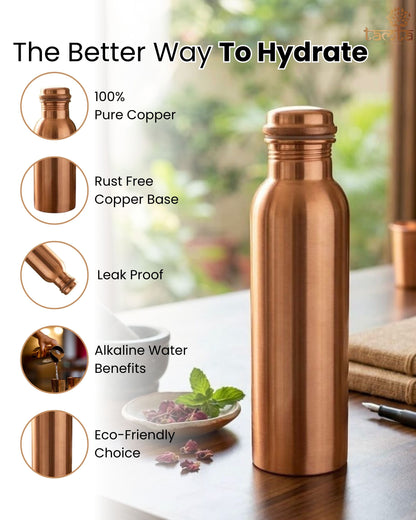 Pure Copper Water Bottle Tamra P002 Finish, 950 ml धरोहर