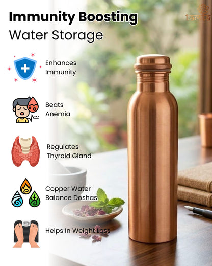Pure Copper Water Bottle Tamra P002 Finish, 950 ml धरोहर