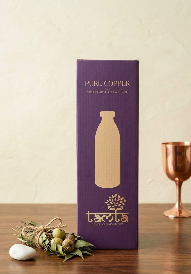 Pure Copper Water Bottle Tamra P005 Glossy Finish, 950 ml धरोहर
