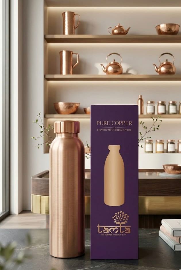 Pure Copper Water Bottle Tamra P006 Matte Finish 950 ml आरोग्य