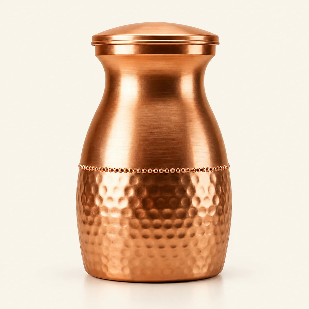Tamtaware Compact Pure Copper Water Bottle 400 ml – Half Hammered Surai Bottle