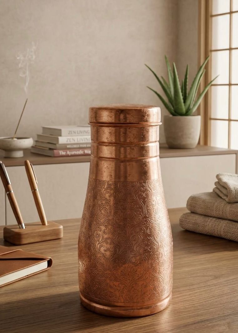 SURAI Handcrafted Matka  950 ml, Matte Finish S003 - ताम्र