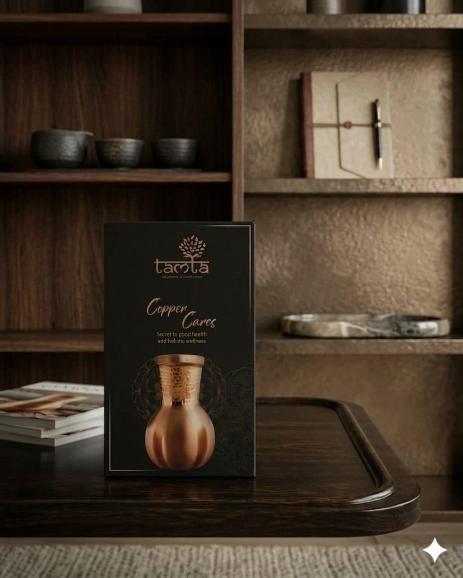 Surahi Copper Bottle 950 ml, Matte Finish S008 - समृद्धि