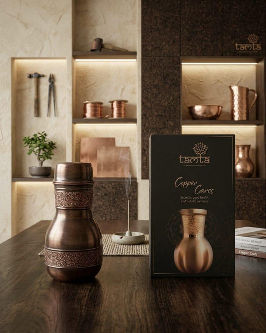 Surahi Copper Bottle 950 ml, Matte Finish S008 - समृद्धि