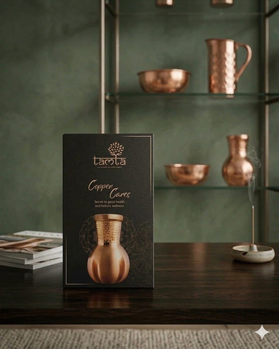 SURAI Half-Hammered Copper Bottle 400 ml S009- आरोग्य