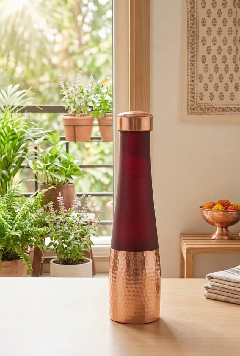 TIVRA T003 Silk Copper Bottle – Half-Hammered Red Edition 950 ml - संस्कार