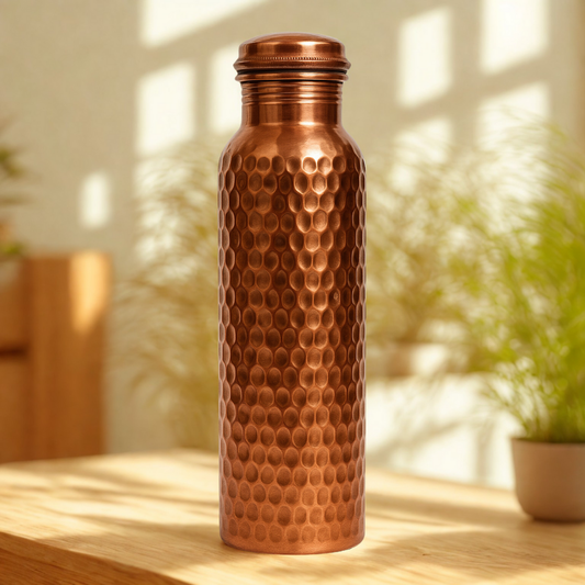 TATVA Hand-Crafted Copper Bottle – Full Hammered