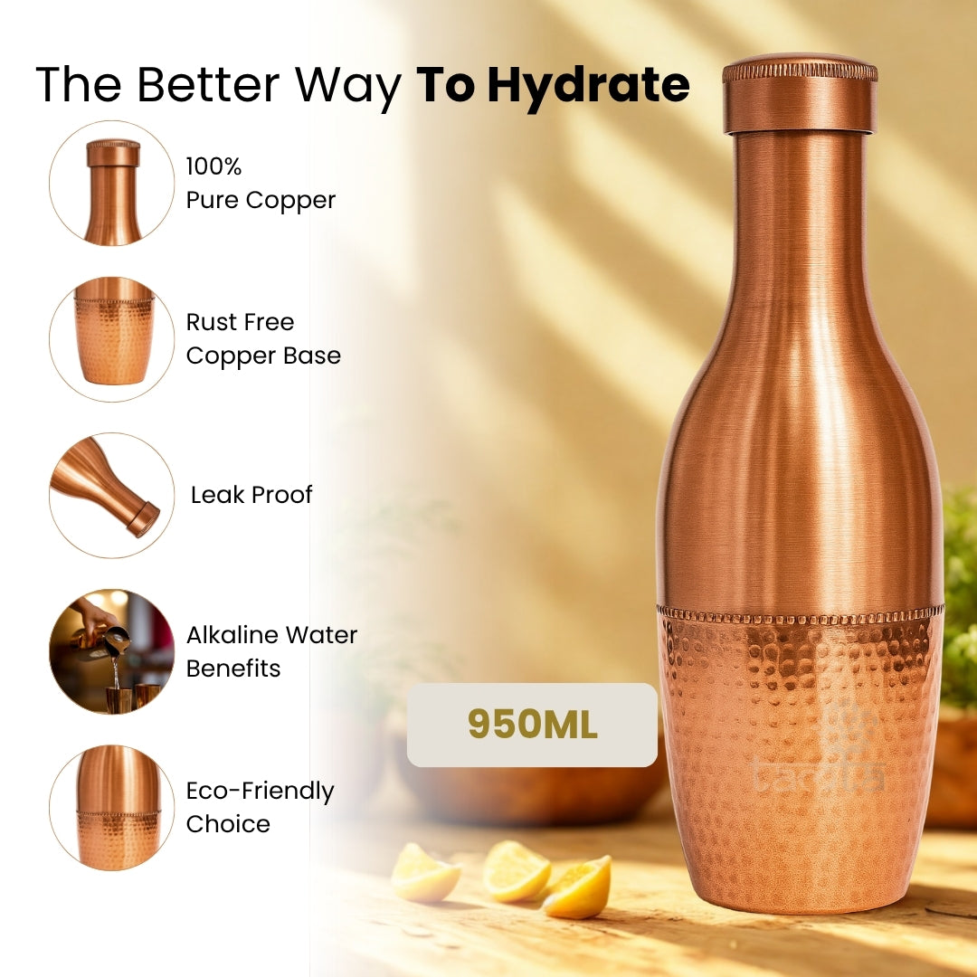 TATVA #H007 – Premium Half-Hammered Copper Bottle (1100 ml)