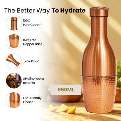 TATVA #H007 – Premium Half-Hammered Copper Bottle (1100 ml)