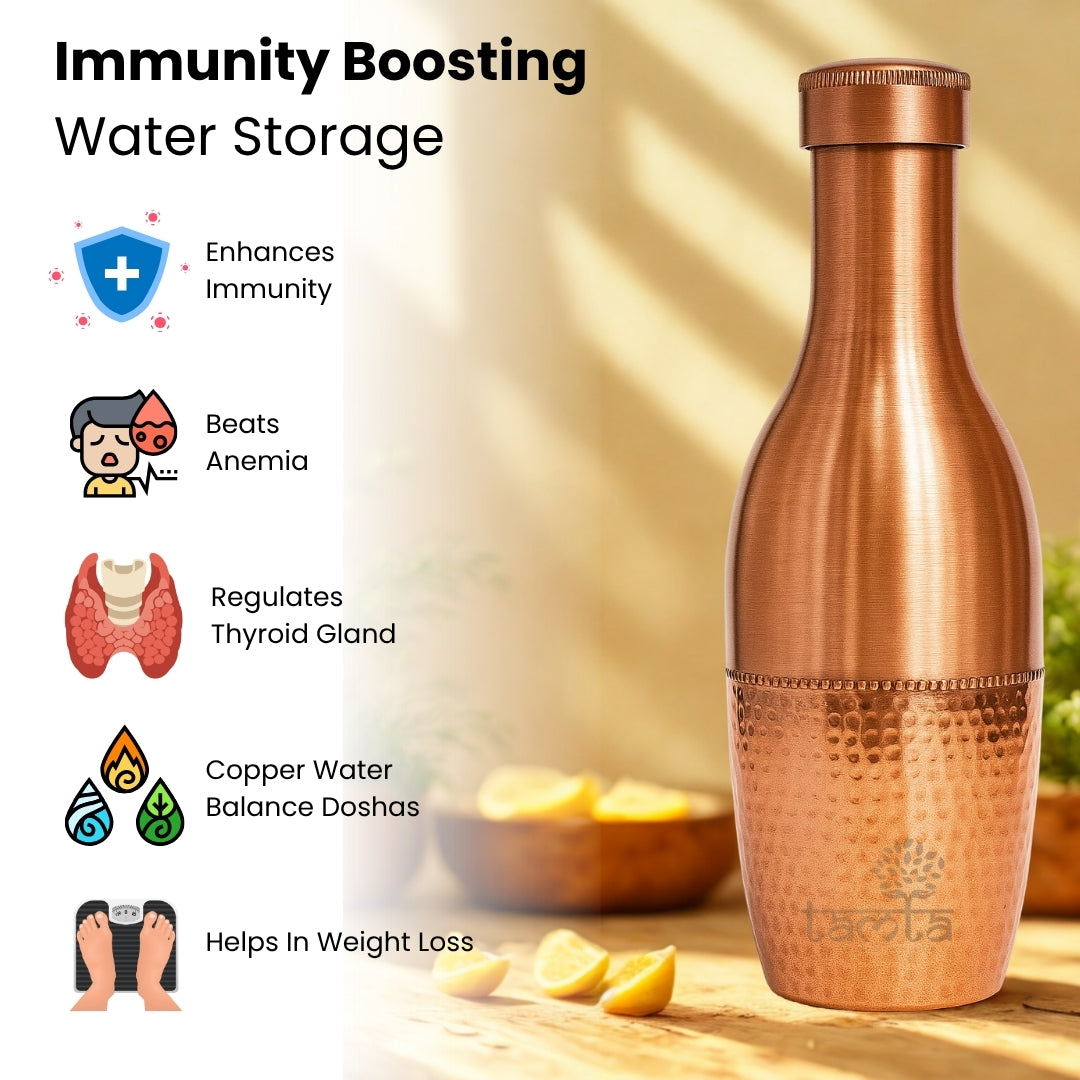 TATVA #H007 – Premium Half-Hammered Copper Bottle (1100 ml)
