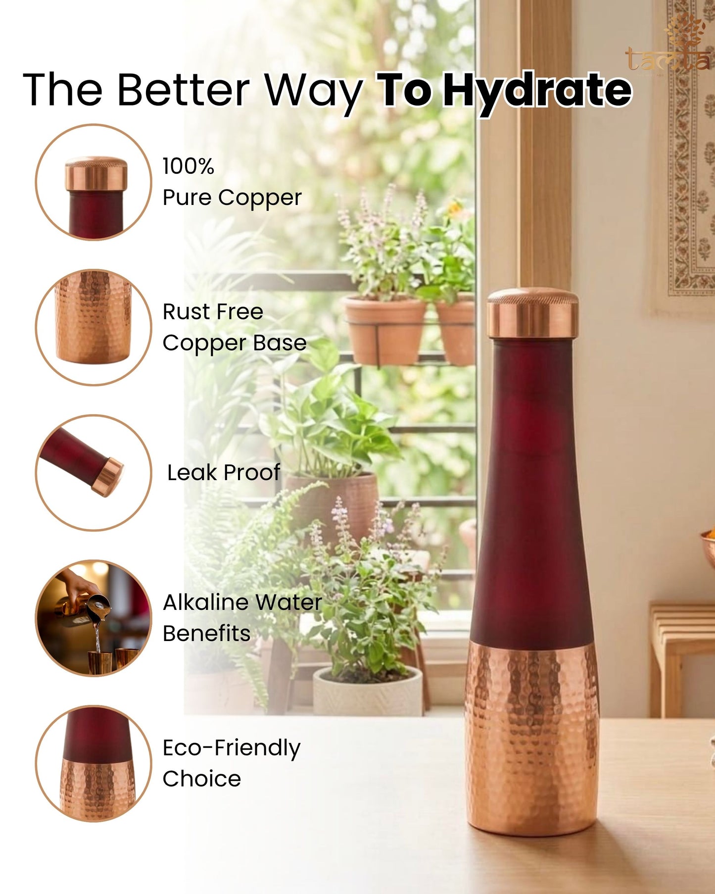 TIVRA T003 Silk Copper Bottle – Half-Hammered Red Edition 950 ml - संस्कार